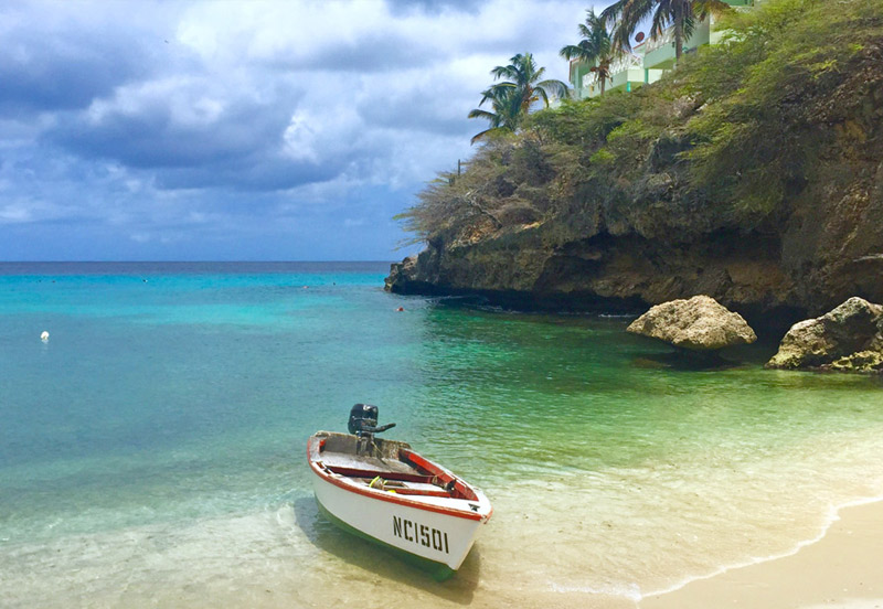 Boot bij Bon Bini Lagun, Curacao, Nederlandse Antillen